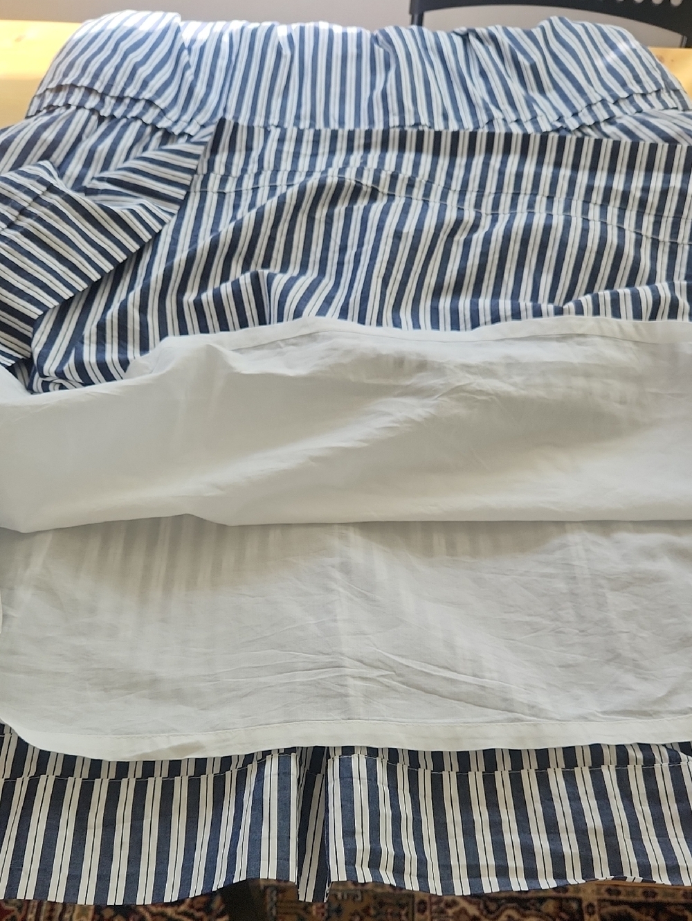 Quince 100% Organic Cotton Poplin Tiered Maxi Dress in Hudson Stripe L - Picture 11 of 17